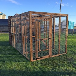 Cat Run With Raised Sleeping Box 6FT x 9FT Internal safety door