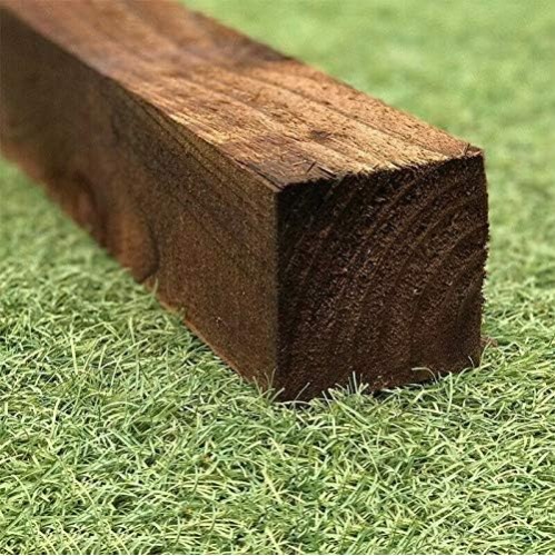 Square wooden post 1.8M X 100MM (6ft X 4") Pack of 2 fence posts stained treated garden timber wood (25KG) 